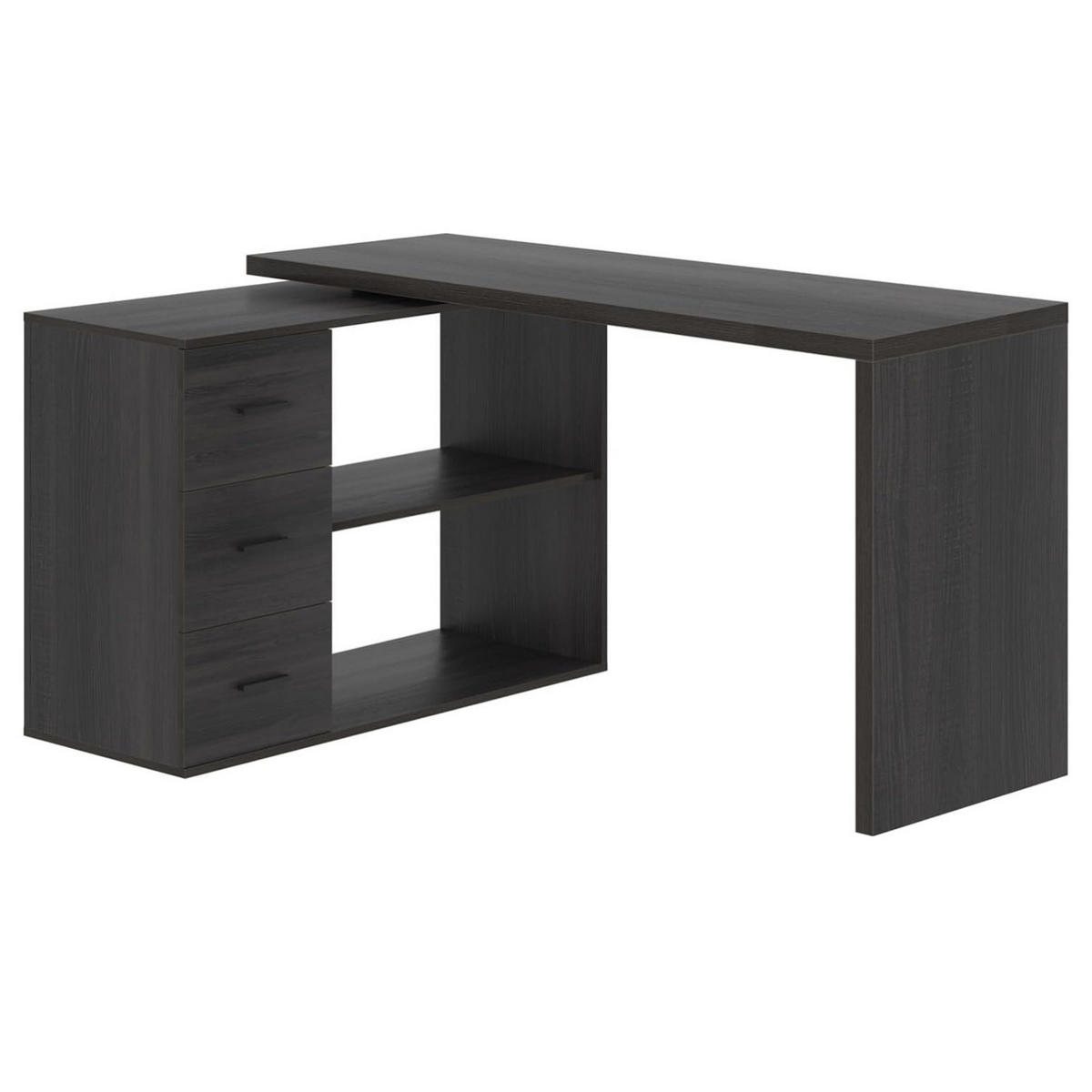 SCHREIBTISCH mit Schubladen flexibel 140 x 50 x 76 cm - Dunkelgrau, Holzwerkstoff/Metall (50/140/76cm) - Quality Elegance