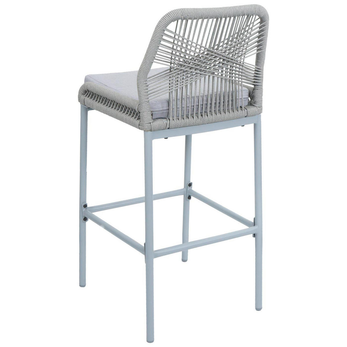 GARTENSTUHL 2er-Set HxBxT 101x45x52cm Sitzhöhe 76cm Hellgrau Kissen Hellgrau Seilgeflecht Metall - Hellgrau, Metall (45/101/52cm) - PROREGAL