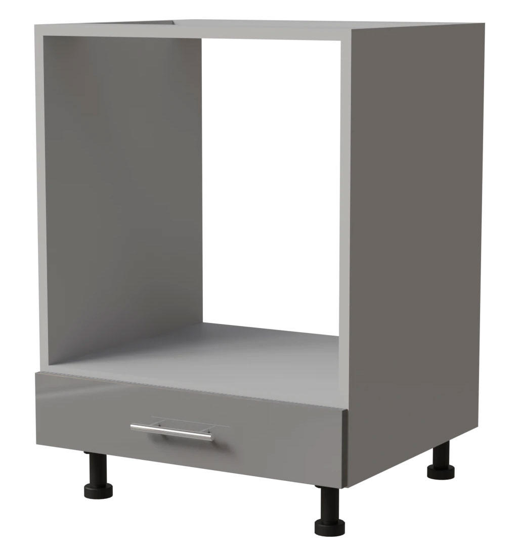 HERDUMBAUSCHRANK Essen D11K/60 Grau Hochglanz / Grau Matt 60 / 50 / 82cm - Grau, Holz/Holzwerkstoff (60/82/50cm) - Feldmann-Wohnen