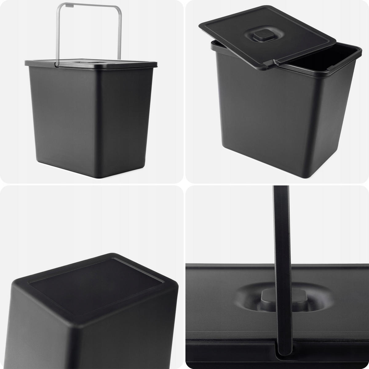 ABFALLBEHÄLTER, 23L, Schwarz - Schwarz, Kunststoff (27/32cm) - KADAX