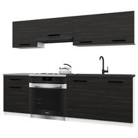 KÜCHENZEILE Italia 1 180 cm, mit Arbeitsplatten, Ebenholz - Schwarz, Holz (180/143/60cm) - B BELINI GROUP