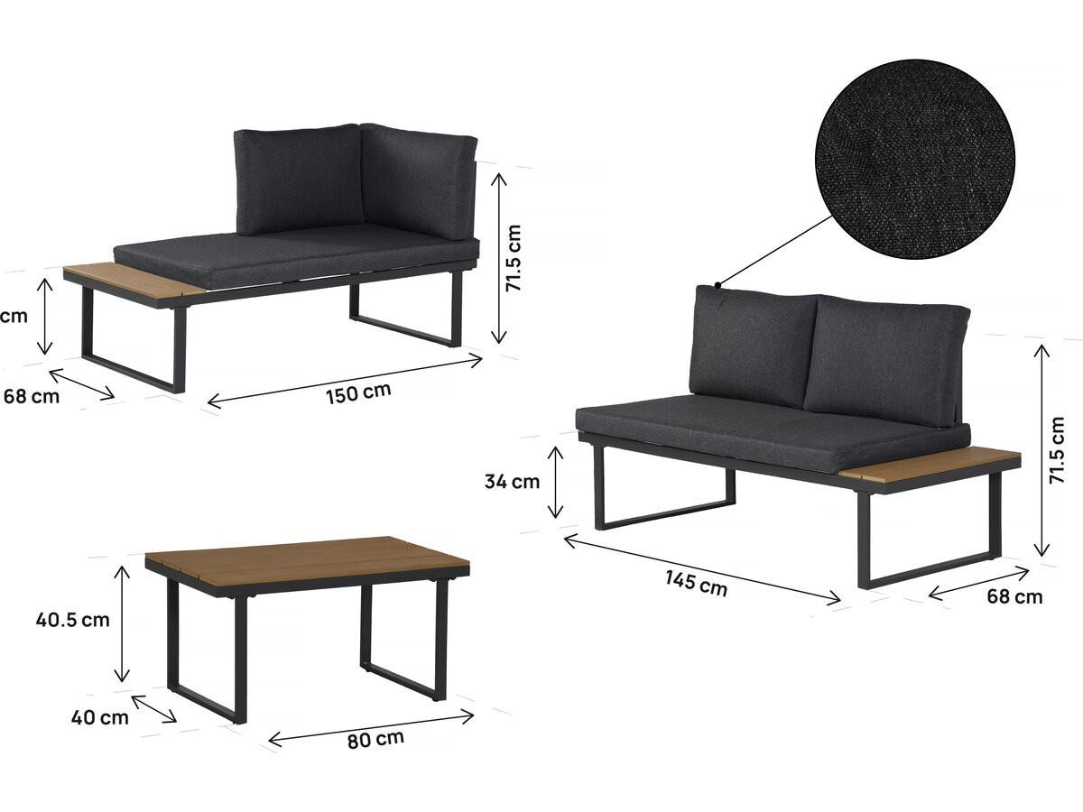 LOUNGEGARNITUR Liora 4-Sitzer Grau - Grau, Metall - Habitat Garten