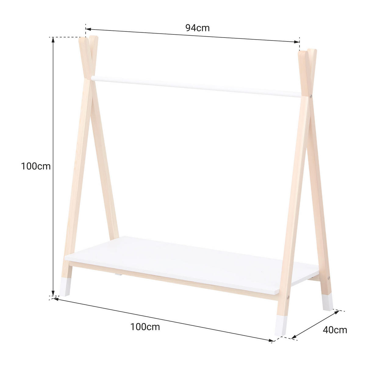 KINDERGARDEROBE Lou Weiß und Holz - Weiß, Holz (40/100/100cm) - Happy Garden