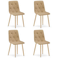 ESSZIMMERSTUHL 4-er Set TYRA brauner Sitz, Beine in Holzfarbe - Eichefarben/Braun, Textil (44.5/87/54.5cm) - Valora