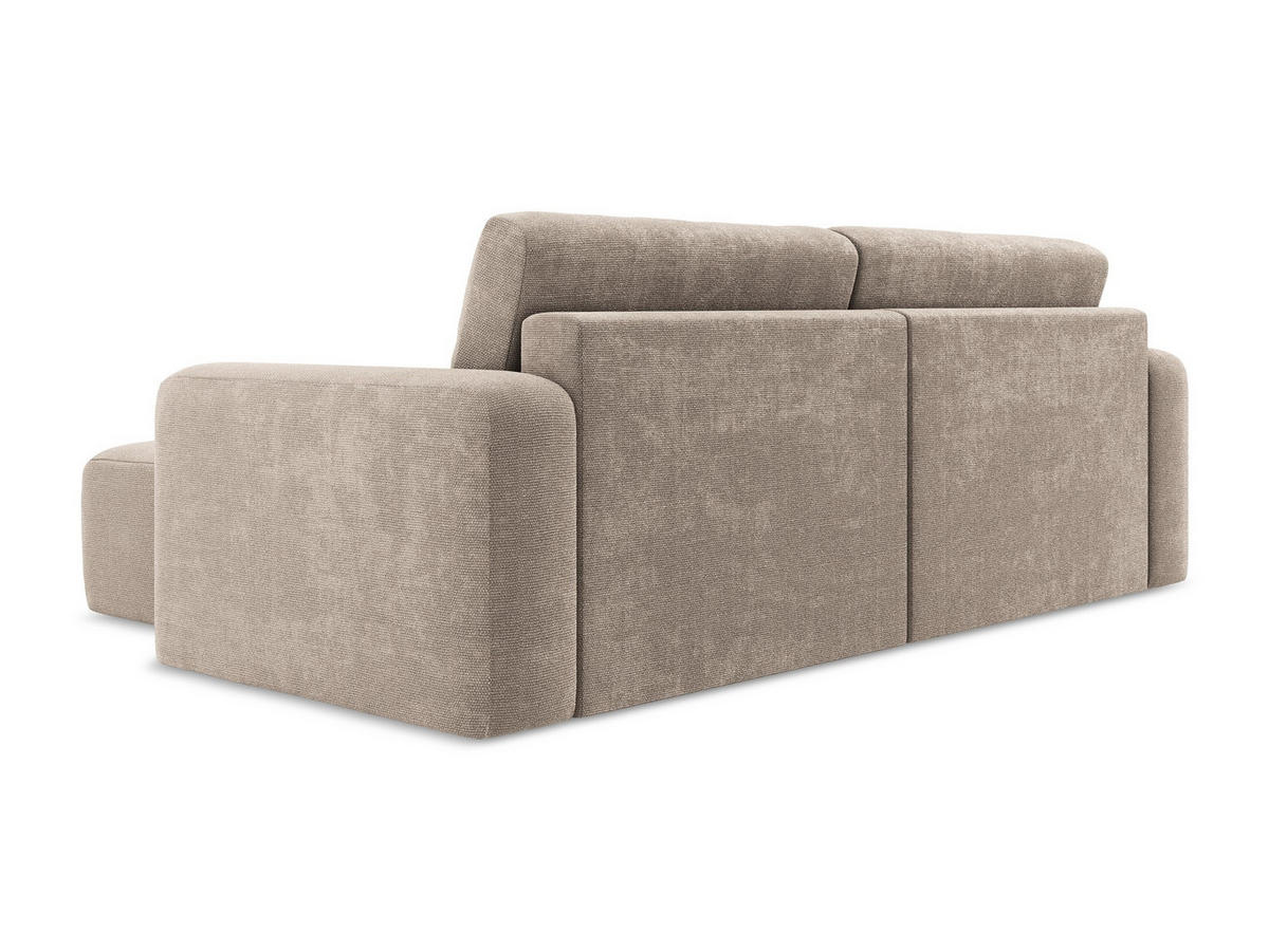 ECKSOFA mit Schlaffunktion rechts Chenille Stoff Beige - Beige/Schwarz, Kunststoff/Textil (244/149cm) - Makamii