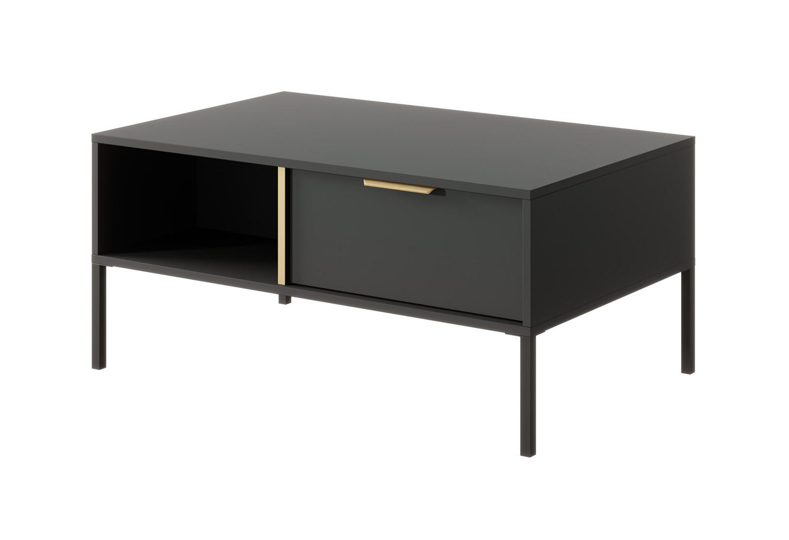 COUCHTISCH Lars anthrazit / gold 96,9 / 60 / 44,4 cm - Grau, Holz/Holzwerkstoff (60/96.6/44.4cm) - Feldmann-Wohnen