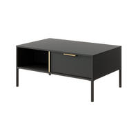 COUCHTISCH Lars anthrazit / gold 96,9 / 60 / 44,4 cm - Grau, Holz/Holzwerkstoff (60/96.6/44.4cm) - Feldmann-Wohnen