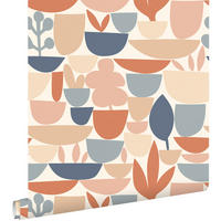TAPETE Keramik und Pflanzen 50 x 900 cm - Orange, Papier (50/900cm) - ESTAhome
