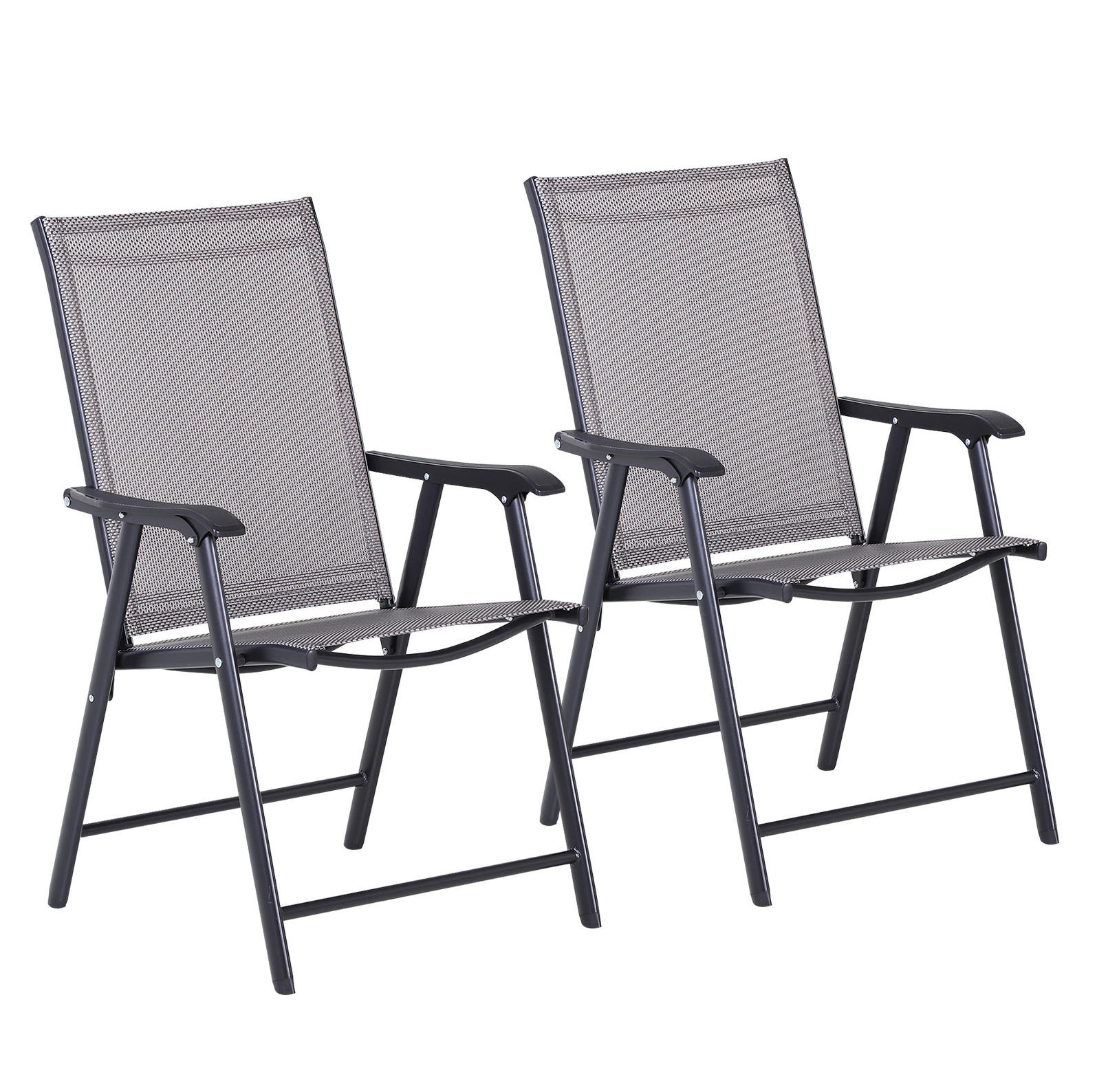 GARTENSTUHL aus Metall 64x58x94 cm Grau klappbar mit Armlehnen im 2er-Set - Grau, Metall (64/94/58cm) - Modfu