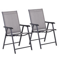 GARTENSTUHL aus Metall 64x58x94 cm Grau klappbar mit Armlehnen im 2er-Set - Grau, Metall (64/94/58cm) - Modfu