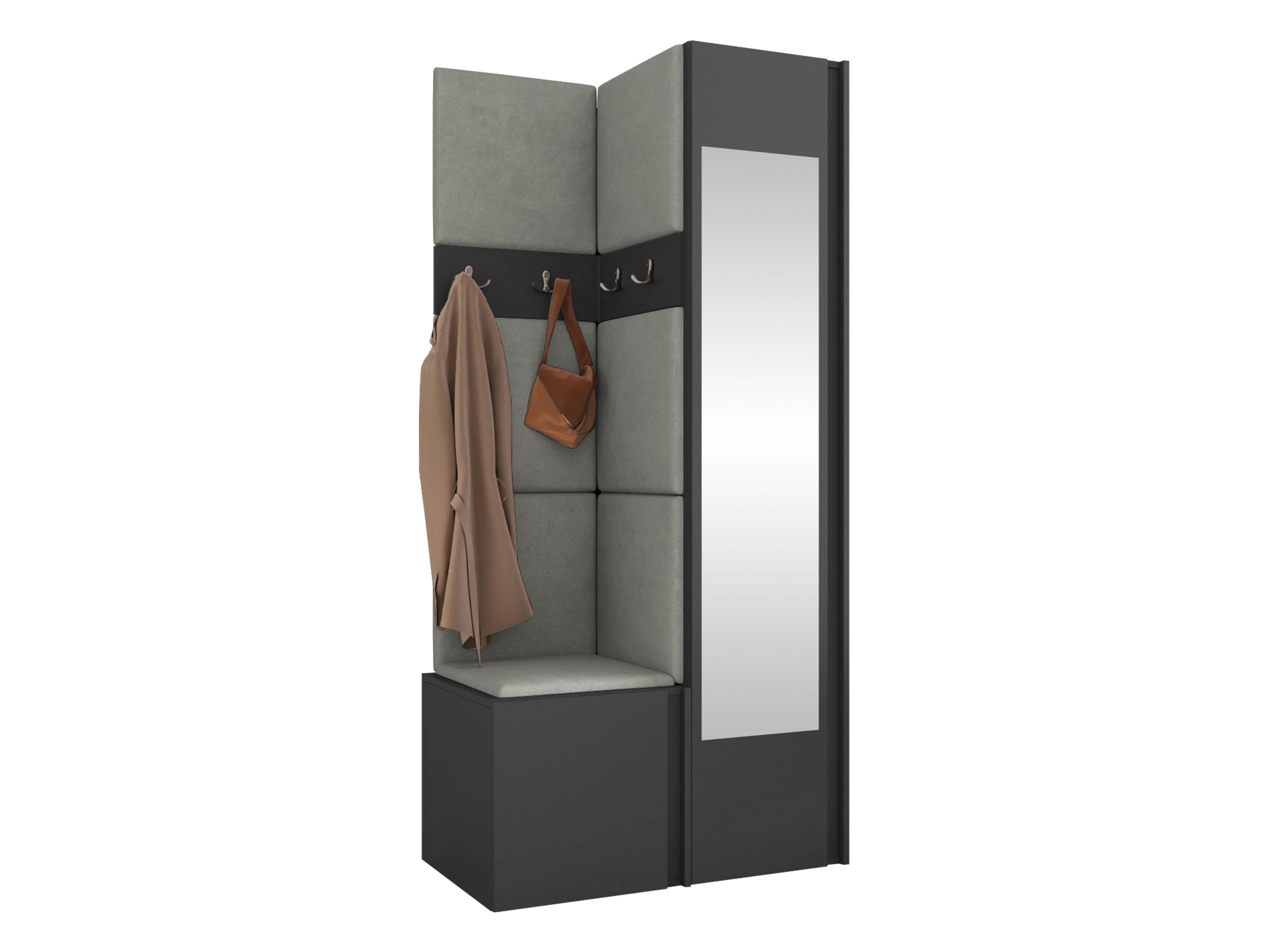 MOBILIER PENTRU HOL Orion XXV - grafit/gri, material plastic/compozit lemnos (82/186/46cm) - MIRJAN24