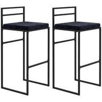 BARHOCKER 2er-Set DE-14728 Samtbezug mit Fußstütze Schwarz - Schwarz, Metall (40/91/42cm) - ComfortXL