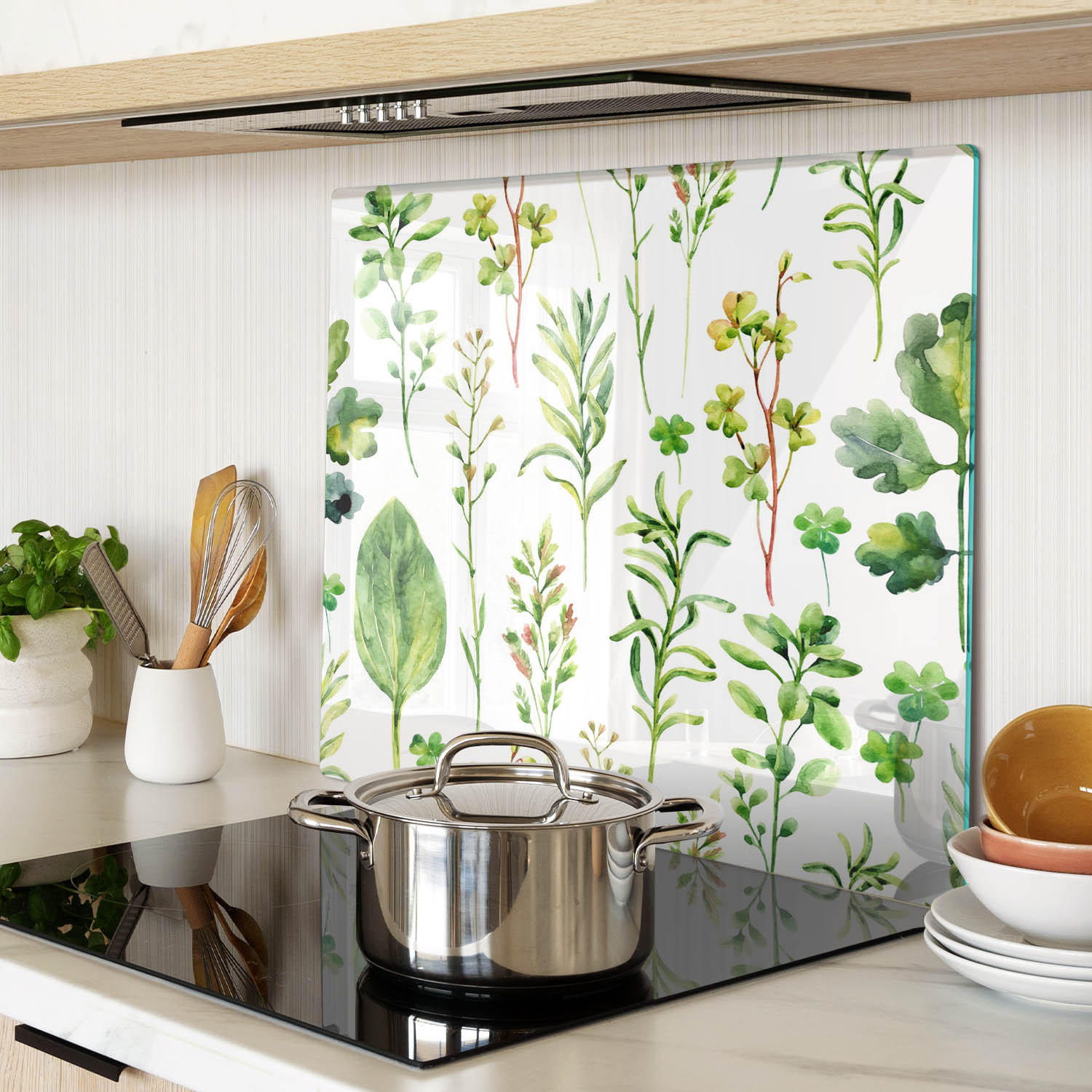 GLASPLATTE 60x52 cm Kräuter Unkraut - Grün, Glas (60/0.4/52cm) - TULUP