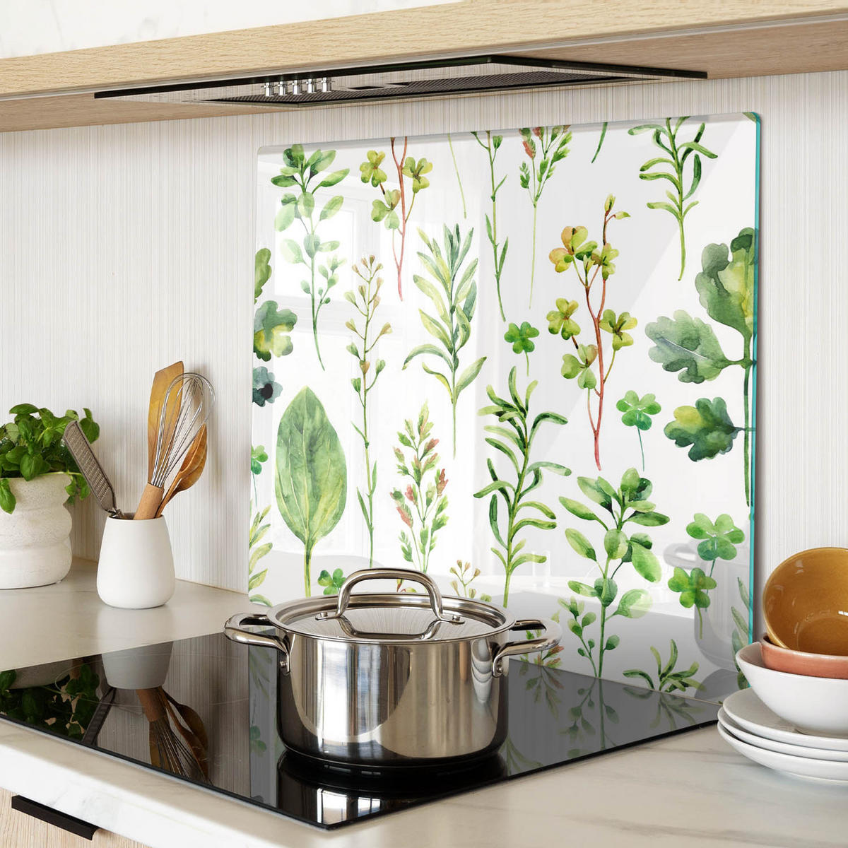 GLASPLATTE 60x52 cm Kräuter Unkraut - Grün, Glas (60/0.4/52cm) - TULUP