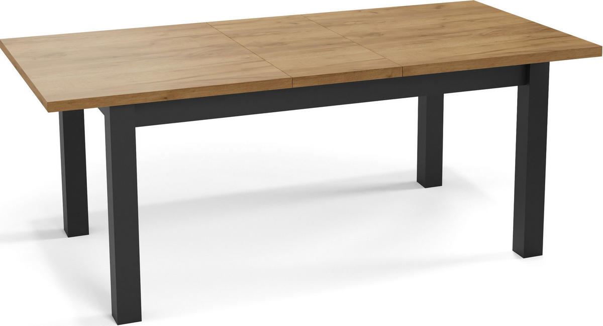 ESSTISCH Davidof rechteckig ausziehbar, Wotan Eiche 160-240/90/76 cm - Eiche Wotan/Schwarz, Holz/Holzwerkstoff (90/240/76cm) - WFL GROUP