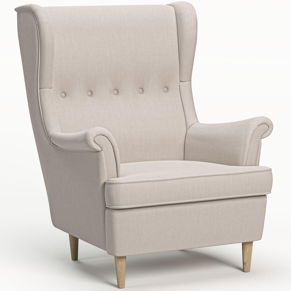 OHRENSESSEL Luno Beige klassisches Design Stoff ES-6 - Beige/Naturfarben, Holz/Textil (62/101/80cm) - Jana