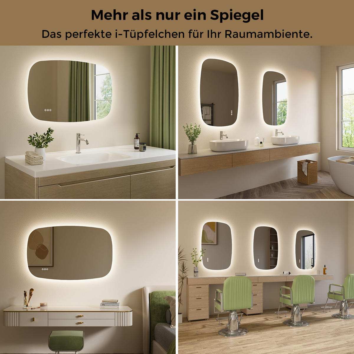 BADSPIEGEL MIT BELEUCHTUNG 70/45 cm Oval mit dimmbarer LED-Beleuchtung und Antibeschlag - Transparent, Glas (45/70/2.5cm) - S'AFIELINA