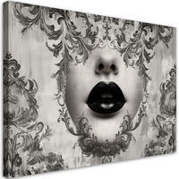 WANDBILD frauengesicht lippen abstraktion - Grau, Textil (60/40cm) - Feeby