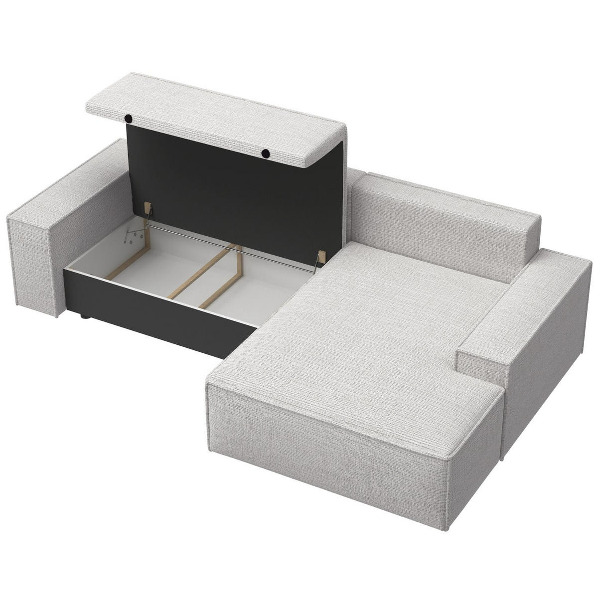 ECKSOFA Farese New Grau-Beige Chenille - Taupe/Schwarz, Kunststoff/Textil (267/167cm) - Selsey