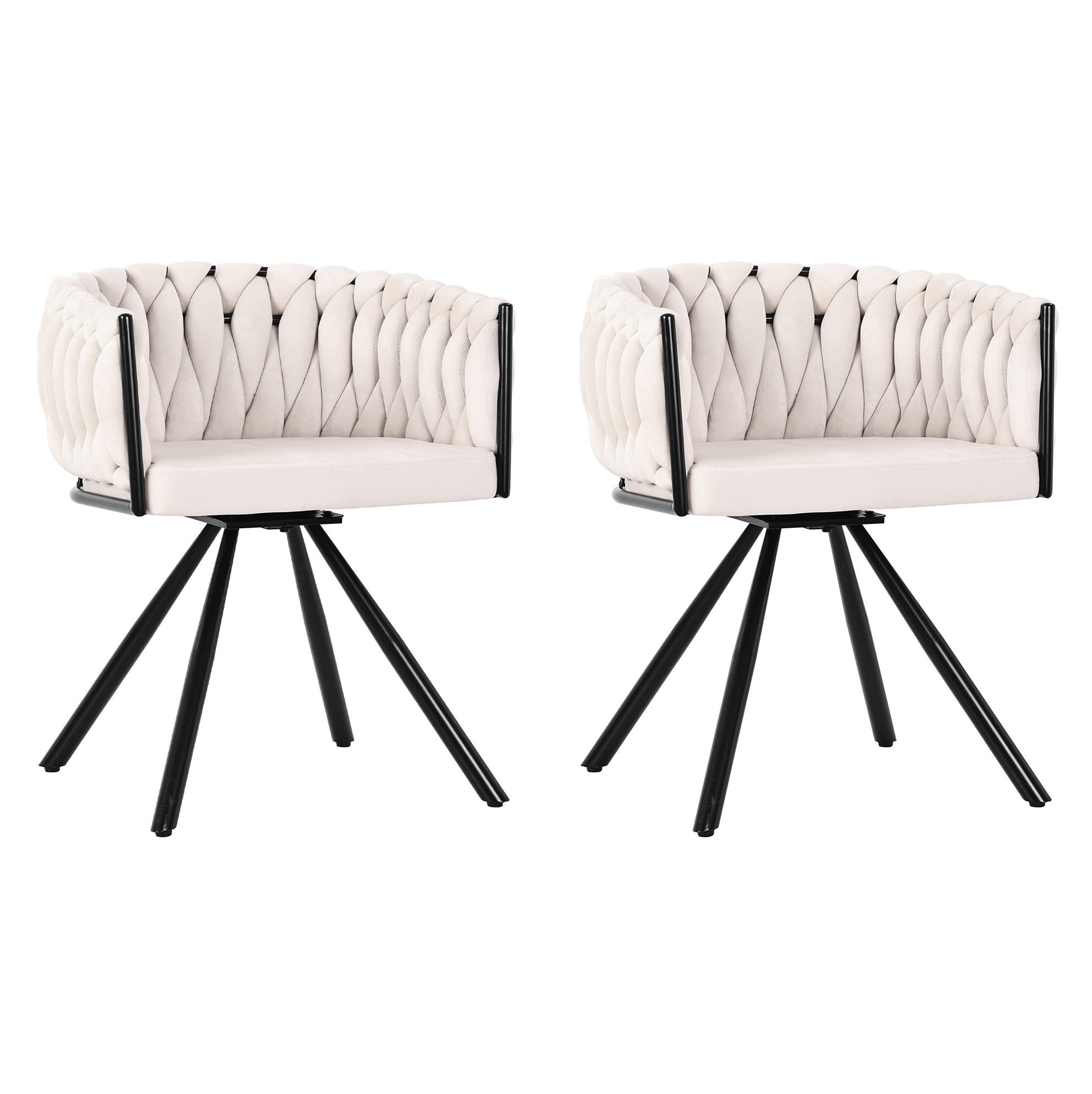 ESSZIMMERSTUHL 2er-Set 360° drehbar Samt Beige - Beige, Metall (54/72/59cm) - Meubliv