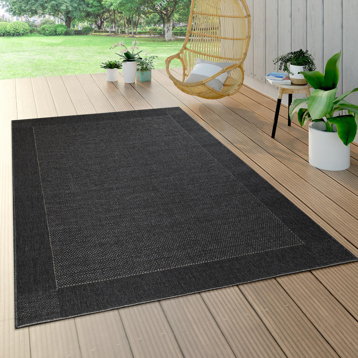 OUTDOORTEPPICH 120/170 cm Waregem 621 - Schwarz, Textil (120/170cm) - Paco Home