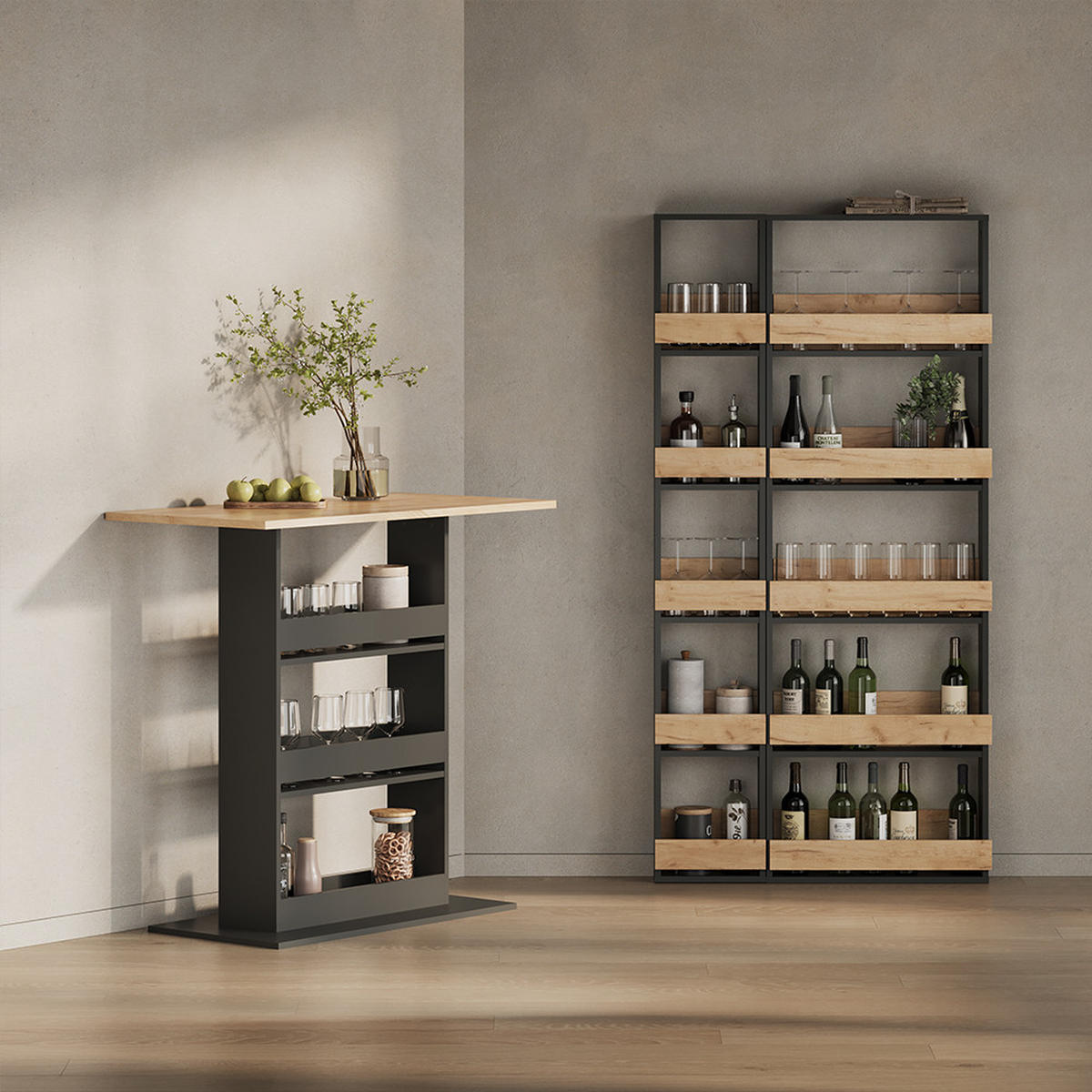 BARTISCH Regusa Goldkraft Eiche/Anthrazit 110 x 55 cm - Honigeiche/Anthrazit, Holzwerkstoff (55/110/106cm) - Livinity®