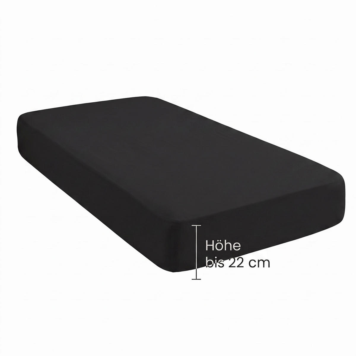 SPANNBETTTUCH Basic Jersey schwarz, 90x190 cm - 100x200 cm - Schwarz, Textil (100/200cm) - biberna