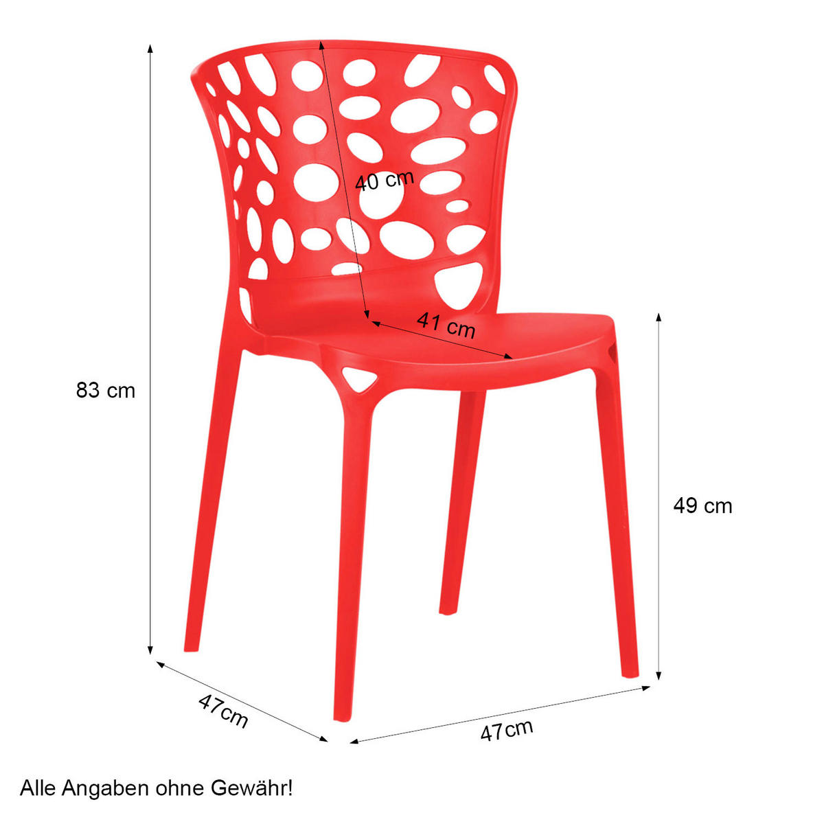GARTENSTUHL 2er-Set Kunststoff Rot - Rot, Kunststoff (47/83/47cm) - Homestyle4u