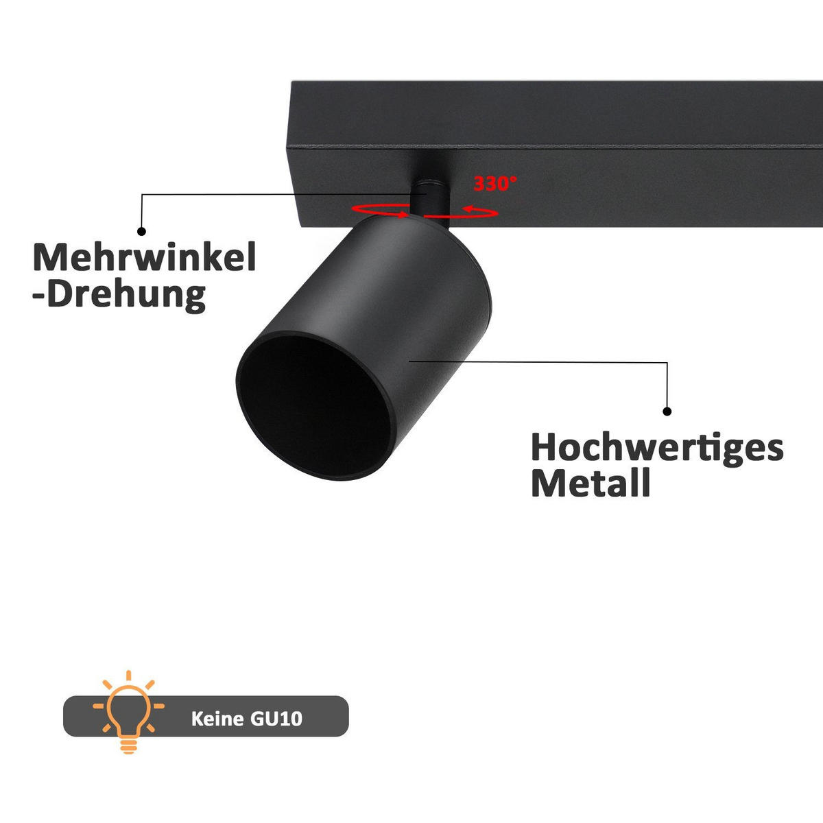 STRAHLER Apolda 4-flammig 53.5/5/14.4 cm - Schwarz, Metall (53.5/5/14.4cm) - Nettlife