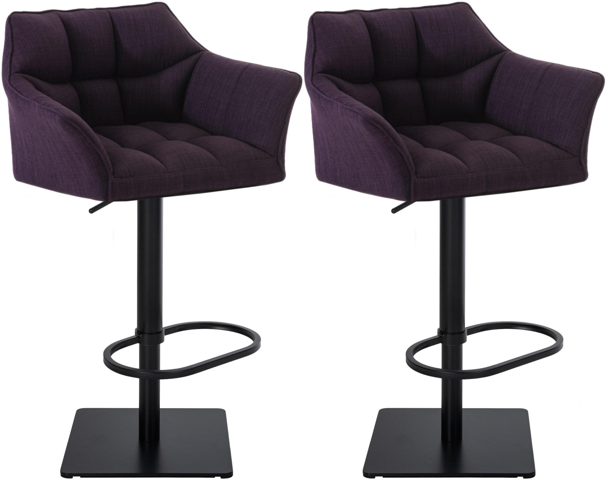 BARHOCKER 2er Set Stoff Lila - Lila/Schwarz, Textil/Metall (64/88/45cm) - CLP