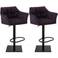 BARHOCKER 2er Set Stoff Lila - Lila/Schwarz, Textil/Metall (64/88/45cm) - CLP