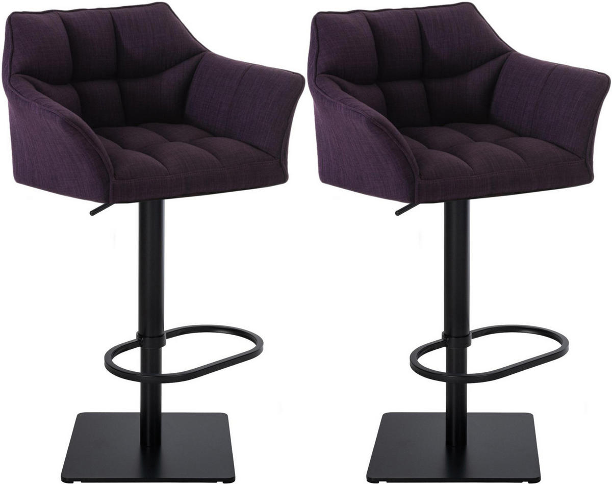 BARHOCKER 2er Set Stoff Lila - Lila/Schwarz, Textil/Metall (64/88/45cm) - CLP
