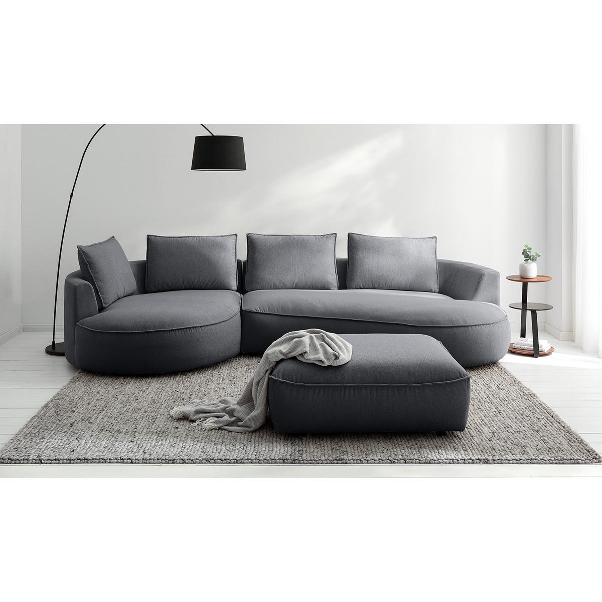 BIGSOFA - Grau, Kunststoff/Textil (322/82/154cm) - home24