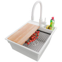 GRANITSPÜLE Oslo Pocket, 2-er set Weiß 43/53 cm 1 Becken + Küchenarmatur 38/14 cm + Ablauf-Set + Küchenzubehörset ab 45er Unterschrank - Chromfarben/Beige, Kunststoff (43/20/53cm) - Primagran