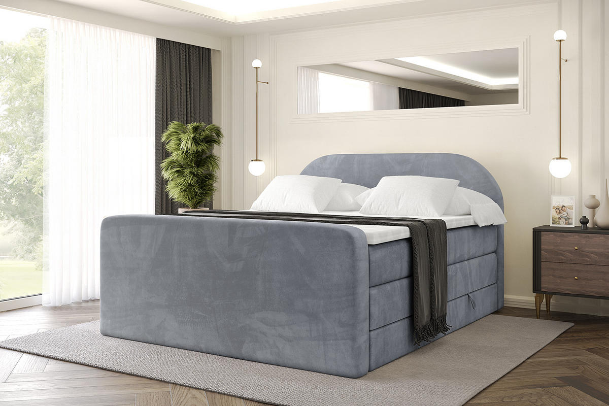 BOXSPRINGBETT mit Matratze und Lattenrost - NOX-Z KING-160x200 - Grau Casablanca - Grau, Holzwerkstoff (160/200cm) - ALTDECOR