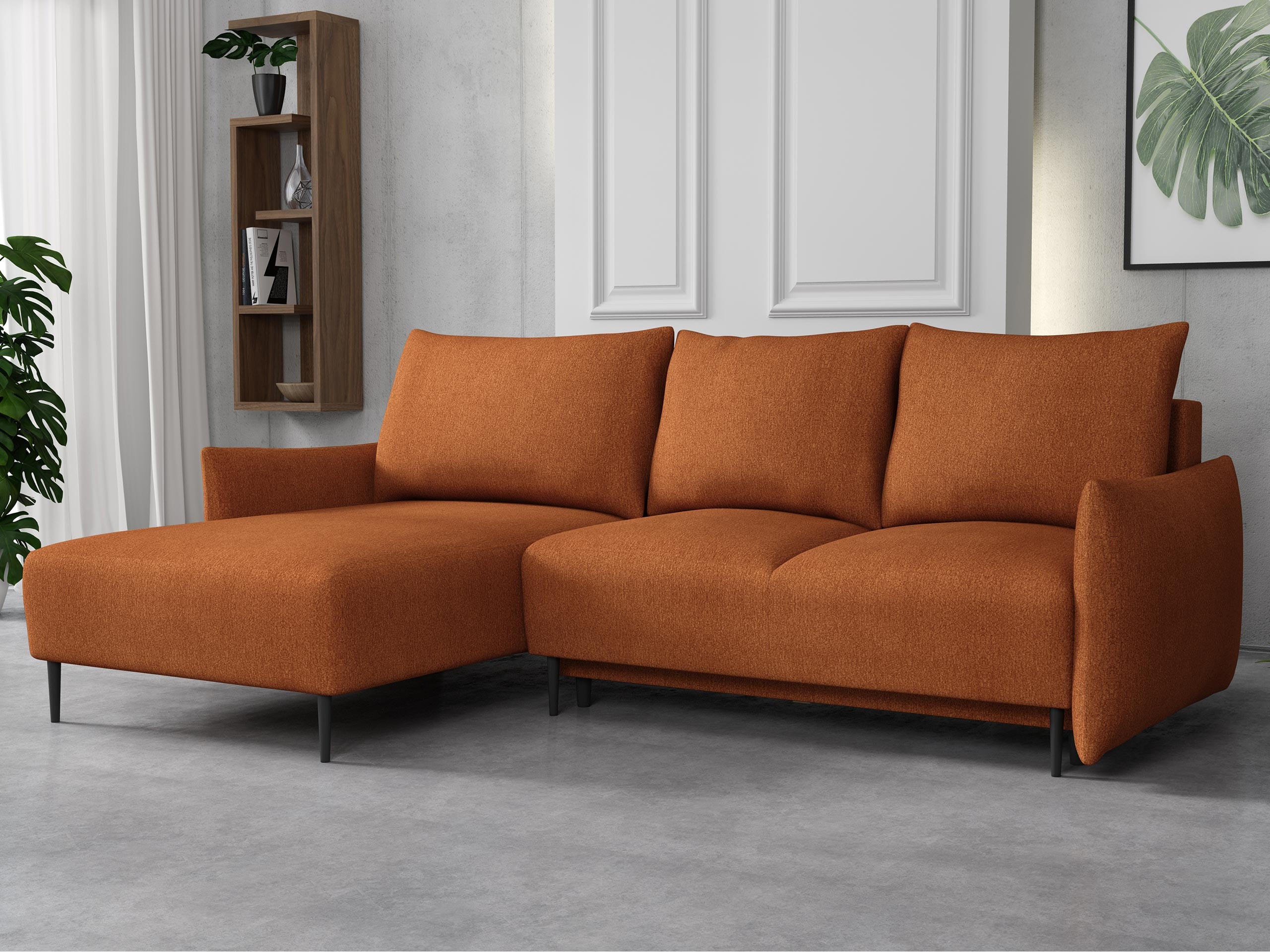 ECKSOFA Santi L - Schwarz/Orange, Holz/Textil (240/160cm) - MIRJAN24