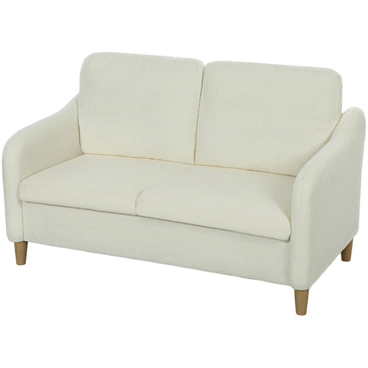 2-SITZER-SOFA DE-06558 kleine Couch mit Sherpa-Fleece-Optik, 137 cm Cremeweiß - Creme, Holz/Textil (137/82/69cm) - ComfortXL