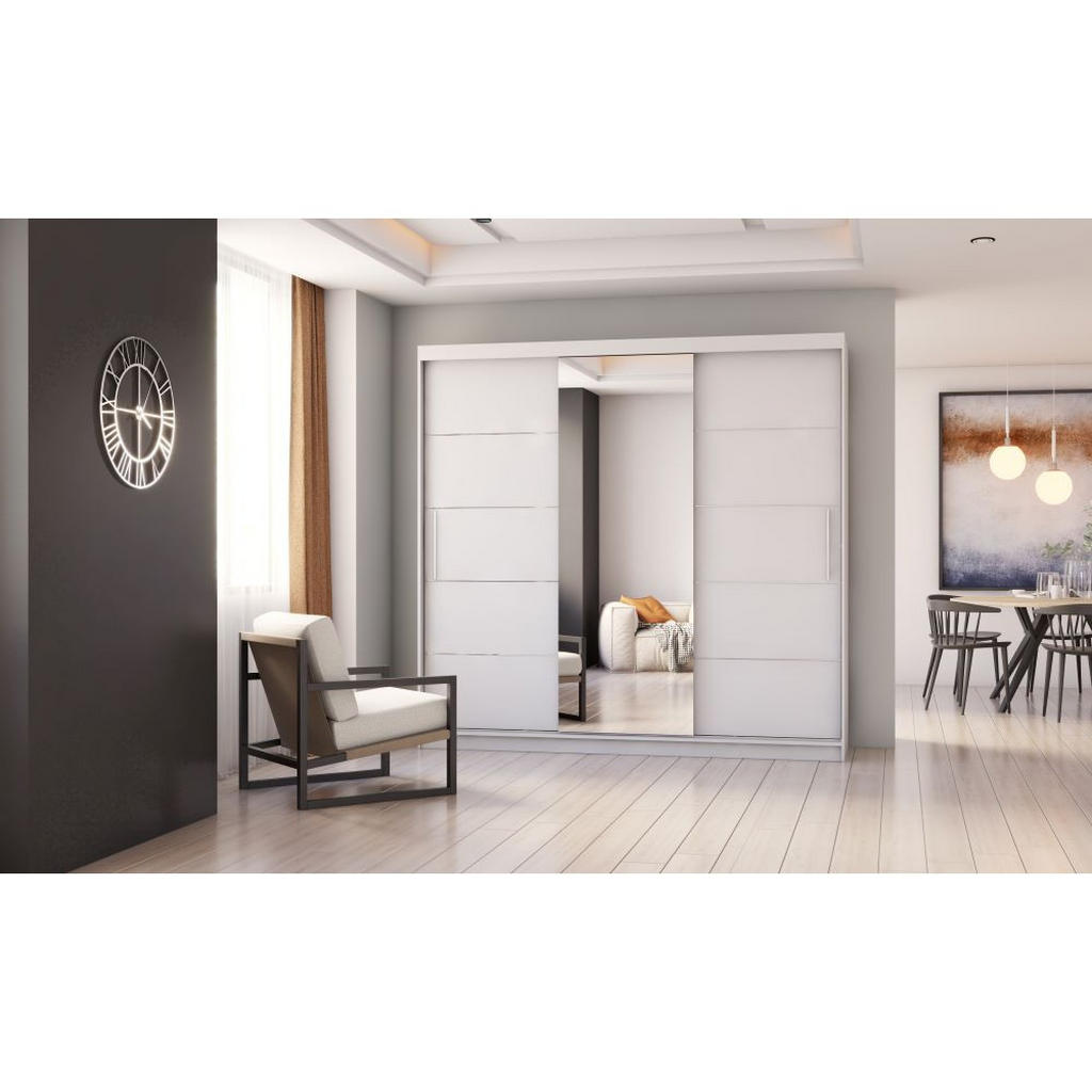 Thumbnail - imoebel24 Schwebetürenschrank, Weiß, Holzwerkstoff, 9 Fächer, Rechteckig, 250x218x61 cm, Schlafzimmer, Kleiderschränke, ...