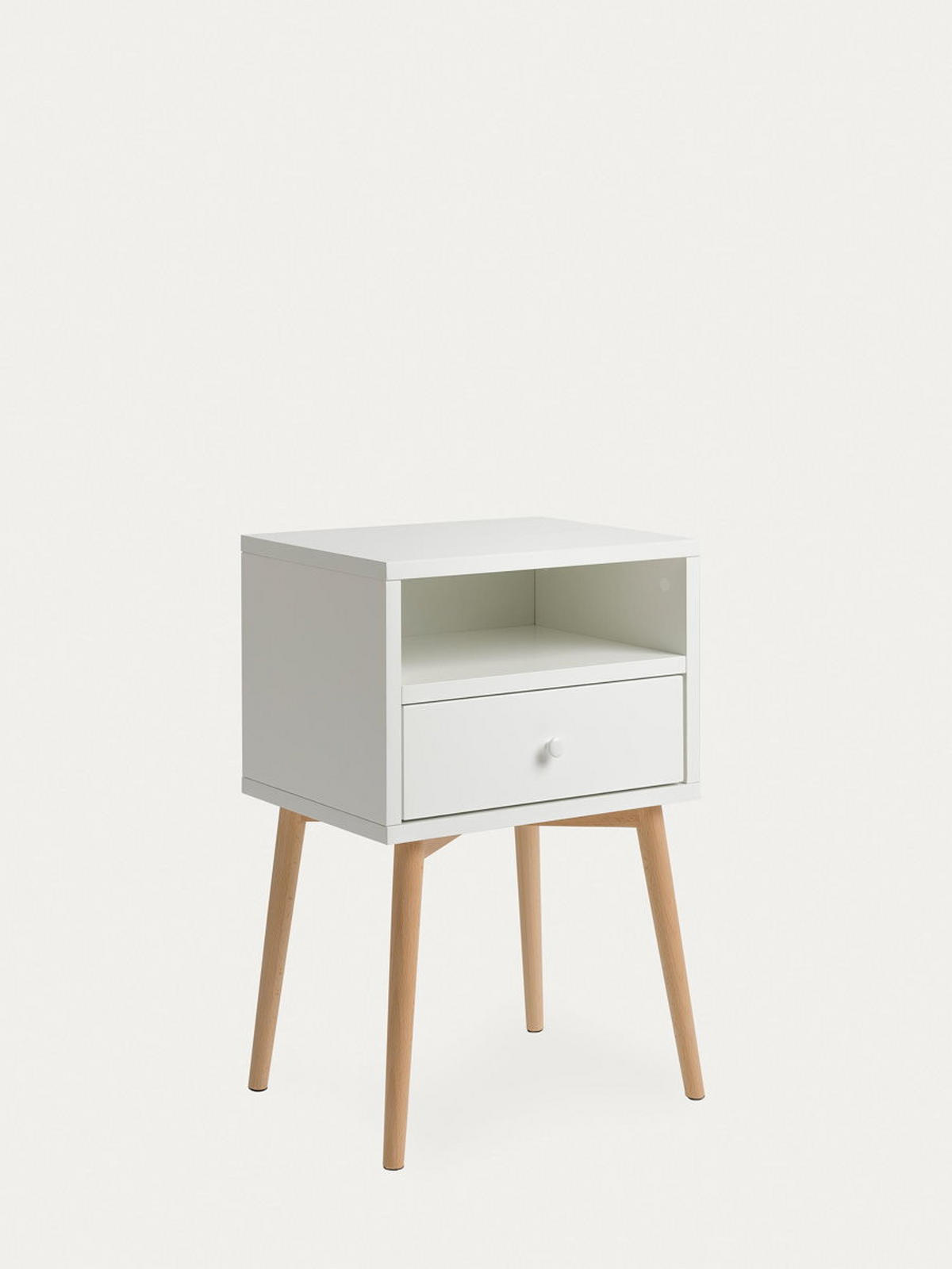 NACHTTISCH Tilo Natur - Weiß 40 cm x 60 cm - Braun/Weiß, Holz (40/60/30cm) - Kenay Home