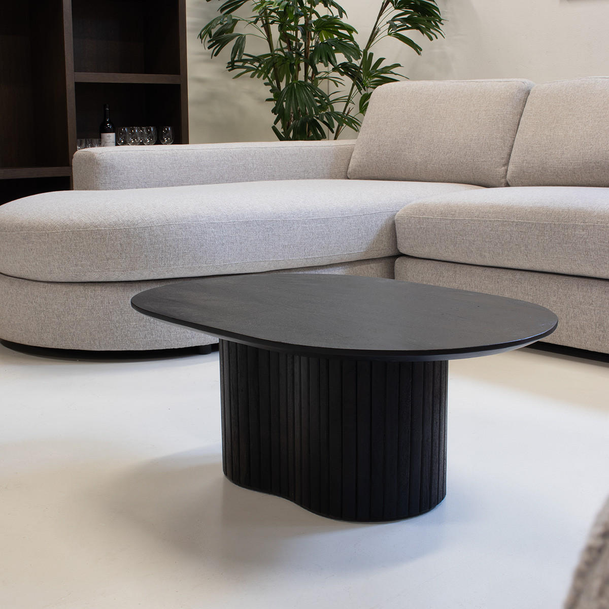 COUCHTISCH Oval 90cm aus Mangoholz, Schwarz - Schwarz, Holz (90/60/35cm) - Giga Meubel