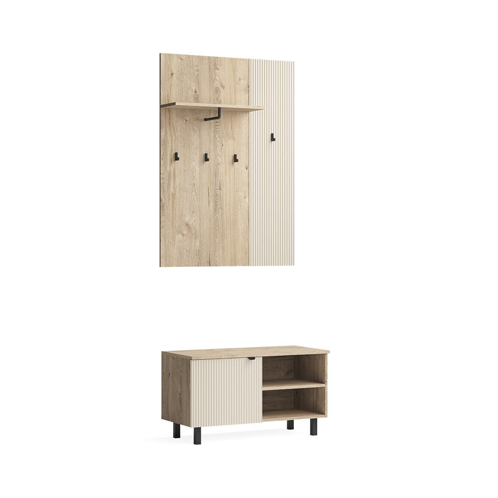 GARDEROBE Puerto, Eiche/Cashmere, 2-er Set - Kaschmir/Eichefarben, Holzwerkstoff (86/48/40cm) - Vicco