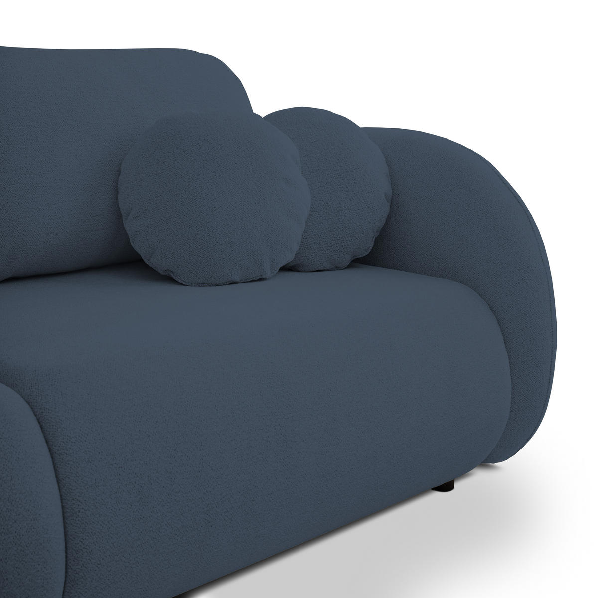 SOFA LOOP Schlaffunktion & Bettkasten PUR-Schaum Schwarze Kunststofffüße skandinavischer Stil lose Rückenkissen freistehend 234x112x86 cm Dark blue - Dunkelblau, Holz/Textil (234/86/112cm) - DomoHome