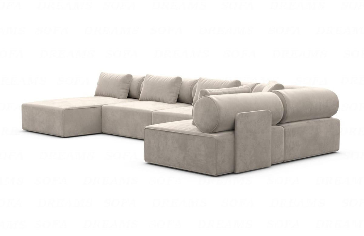 WOHNLANDSCHAFT Cipriani Sand Samtstoff - Sandfarben, Kunststoff (400/77/200cm)