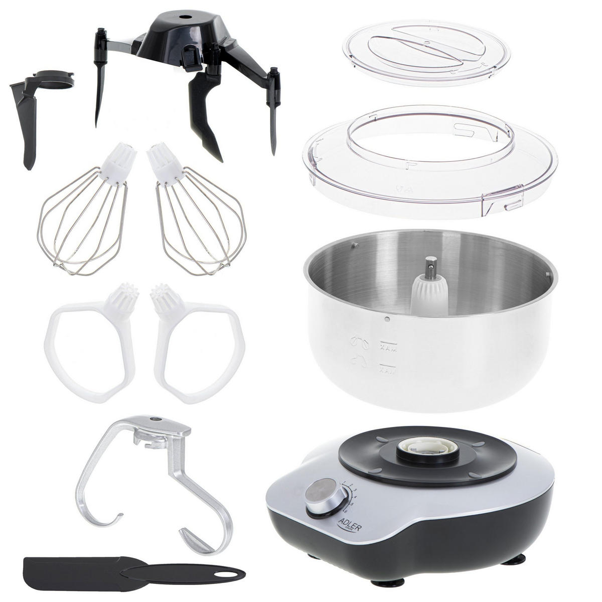 KÜCHENMASCHINE AD4222 Silber Edelstahl - Silberfarben, Kunststoff/Metall (35/30/22cm) - Adler