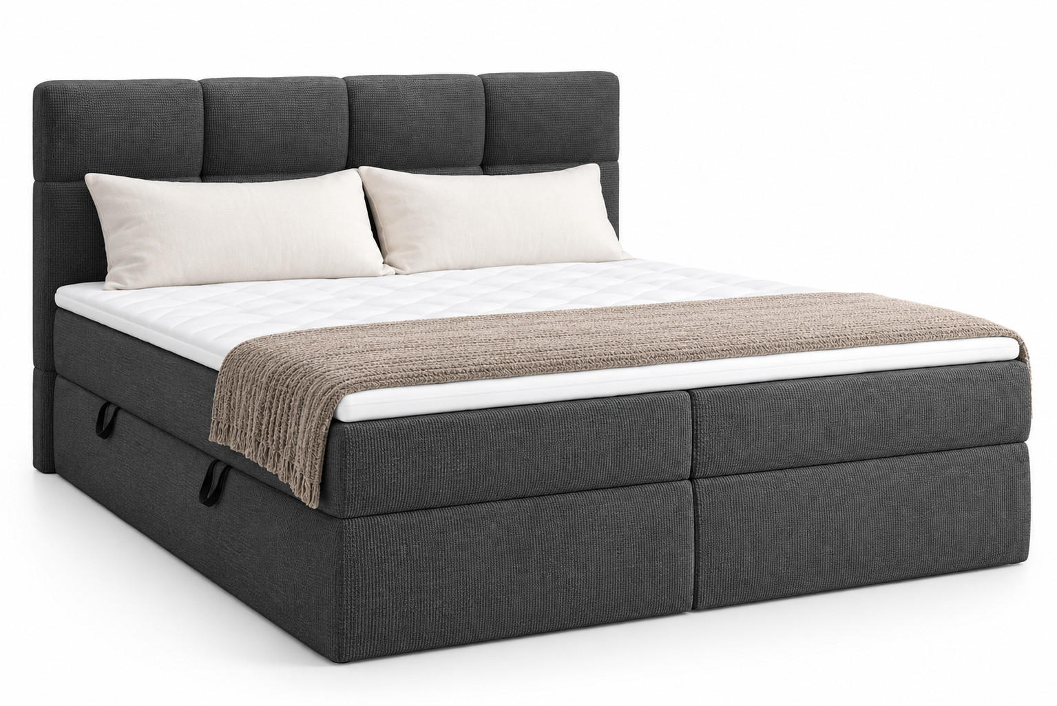 BOXSPRINGBETT RUHE 180x200 cm mit Bettkasten und Kaltschaum-Topper – Anthrazitgrau - Anthrazit, Textil (180/200cm) - MebleHot