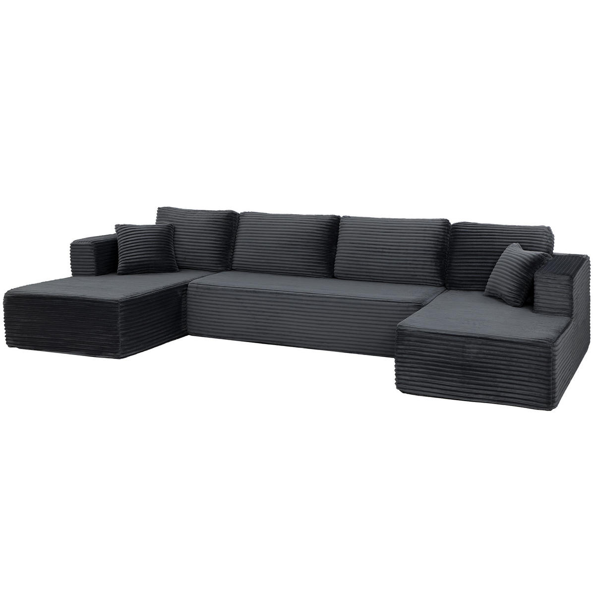 ECKSOFA Dunkelgrau 369.0/152.0/78.0 cm - Dunkelgrau, Textil (152/369cm)
