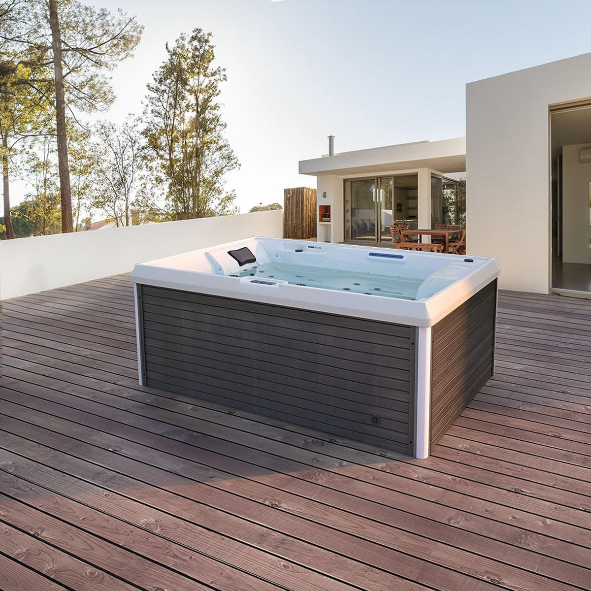 OUTDOOR WHIRLPOOL STREAM PURE - 211 x 156 cm, Pure - Anthrazit, Kunststoff (156.5/74.05/211cm) - Home Deluxe