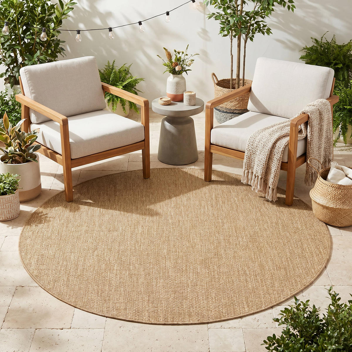 TEPPICH YUCANA rund beige 200/200 cm - Beige, Textil (200/200cm) - Tapiso