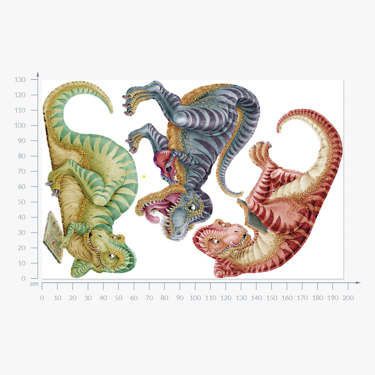 WANDAUFKLEBER 130x197cm - Bunte Dinosaurier - Multicolor, Kunststoff (130/197/0.1cm) - Wallfluent