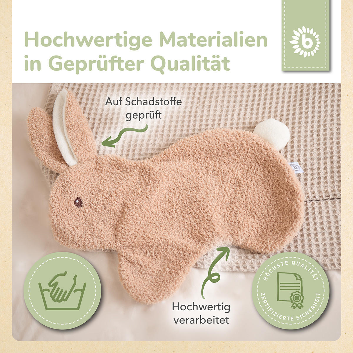 SCHMUSETUCH Hase aus Boucle - Ab Geburt - Braun, Textil (34/26cm) - Bieco Spielwaren